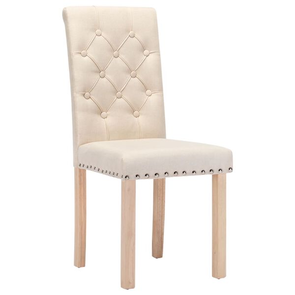 vidaXL Chaises &agrave; manger lot de 4 cr&egrave;me tissu