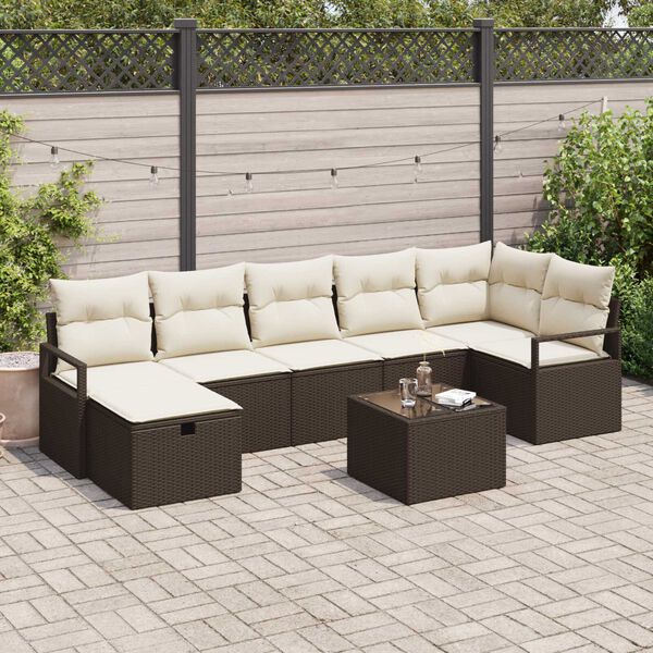 vidaXL Ensemble de canapé de jardin 8 pcs Marron Poly rotin