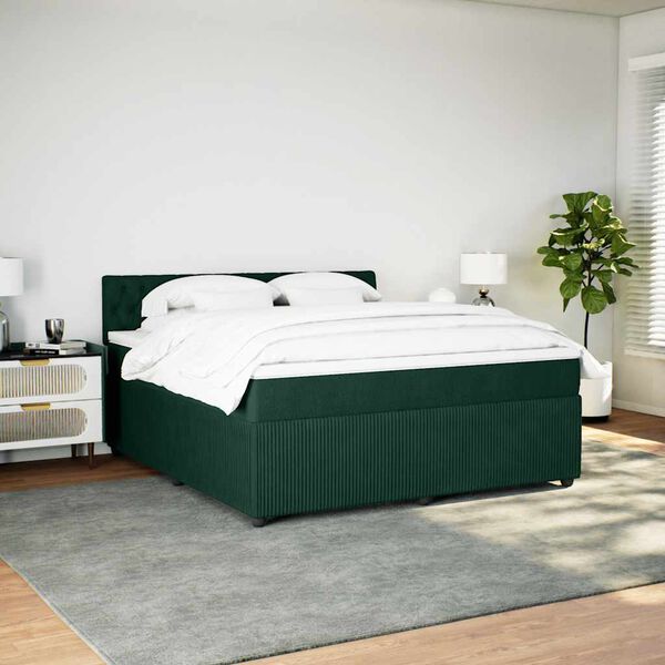 vidaXL Sommier &agrave; lattes de lit et matelas Vert fonc&eacute; 180x200cm Velours
