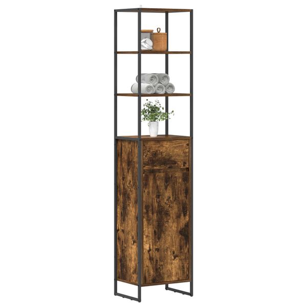 vidaXL Cabinet de salle de bain avec porte Ch&ecirc;ne Fum&eacute; 40 x 30 x 180 cm