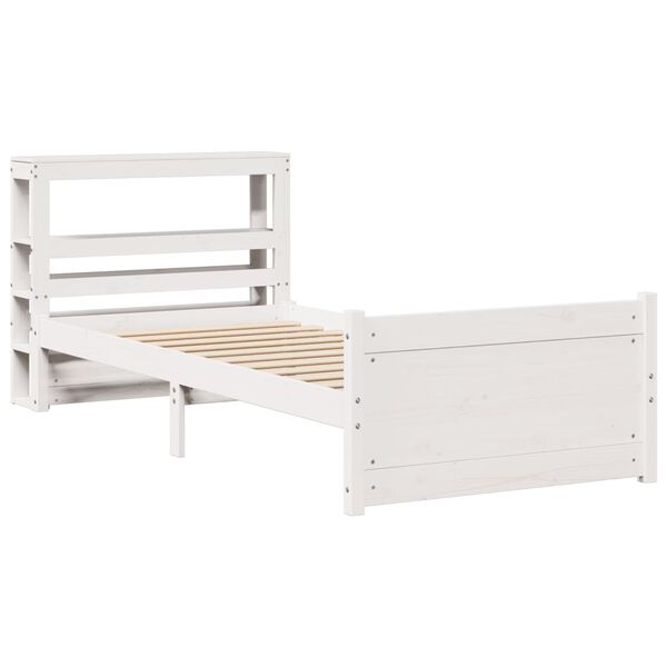 vidaXL Cadre de lit avec tête de lit sans matelas blanc 75x190 cm