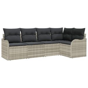 vidaXL Ensemble de canap&eacute; de jardin 5 pc Gris clair polyrotin