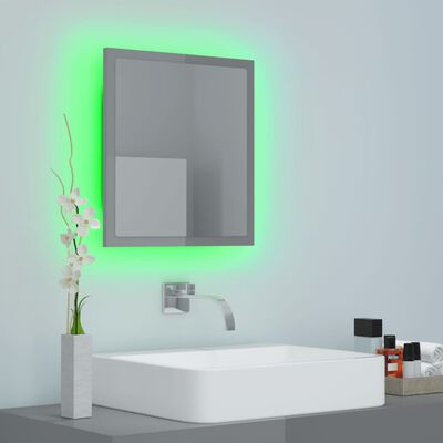 vidaXL Miroir LED de salle de bain Gris brillant 40x8,5x37cm Aggloméré