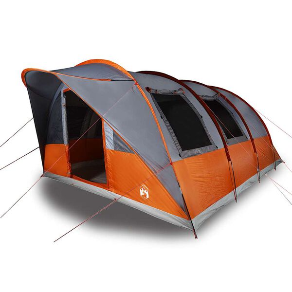 vidaXL Tente de camping tunnel 5 personnes gris et orange imperméable