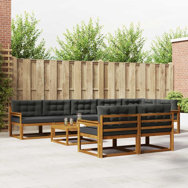 vidaXL Ensemble de canap&eacute;s d'ext&eacute;rieur 9 pcs Naturel et Anthracite