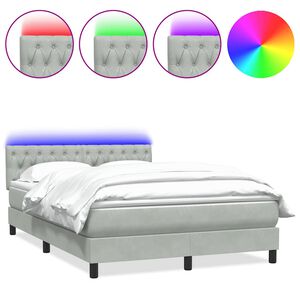 vidaXL Sommier &agrave; lattes de lit et matelas et LED gris clair 140x210cm velours