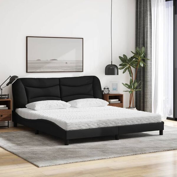 vidaXL Lit avec matelas Hvar noir 180x200 cm tissu