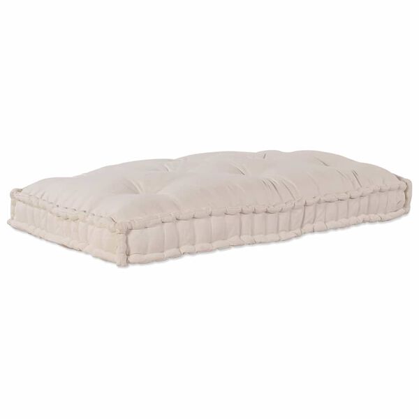 vidaXL Coussin de canap&eacute; sur palette Cr&egrave;me 120 x 80 x 12 cm tissu