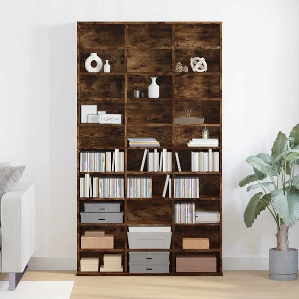 vidaXL Armoire &agrave; CD Ch&ecirc;ne fum&eacute; 102x23x177,5 cm Bois d'ing&eacute;nierie