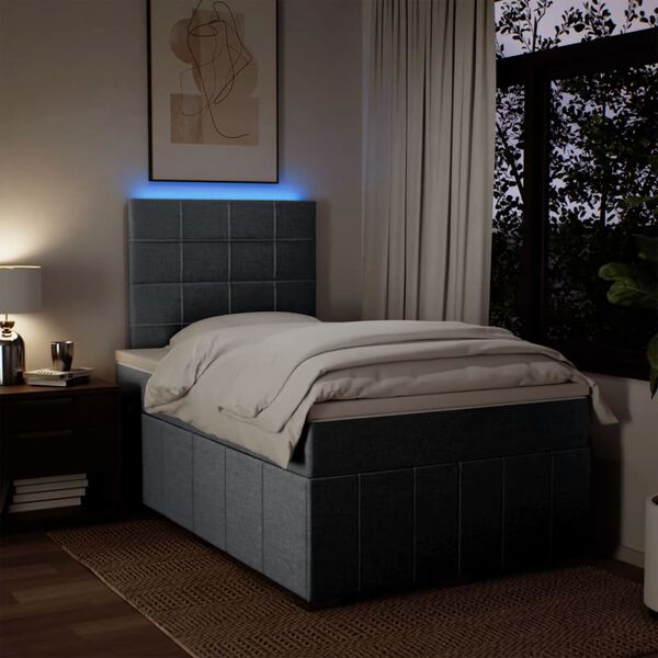 vidaXL Sommier &agrave; lattes de lit et matelas gris clair 120x190 cm tissu