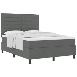 vidaXL Lit &agrave; ressorts avec matelas Gris fonc&eacute; 140 x 190 cm tissu