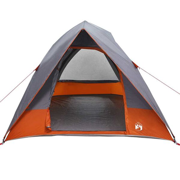vidaXL Tente de camping Gris et orange 320 x 275 x 190 cm taffetas
