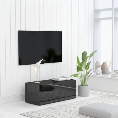 vidaXL Meuble TV Noir brillant 80x34x30 cm Aggloméré