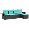 vidaXL Salon de jardin 5 pcs avec coussins noir r&eacute;sine tress&eacute;e