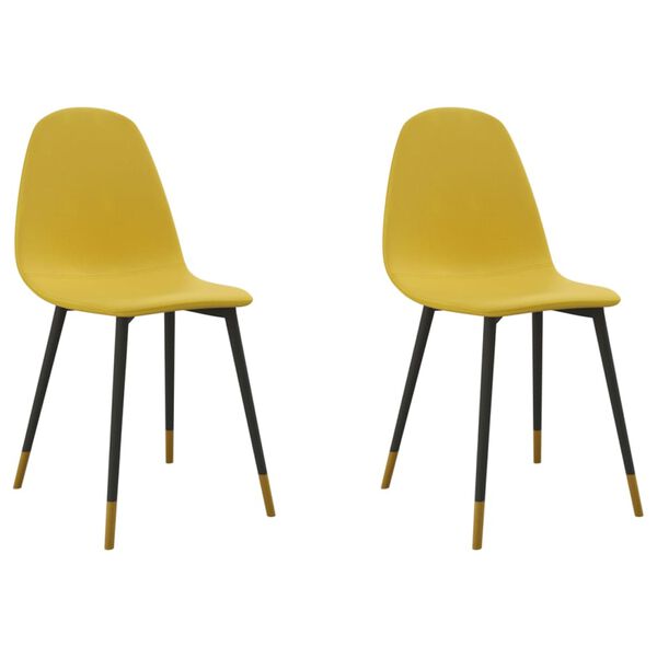 vidaXL Chaises &agrave; manger lot de 2 jaune moutarde tissu