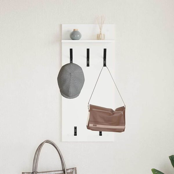 vidaXL Porte-manteau mural Blanc 40 x 10 x 90 cm Bois d'ing&eacute;nierie