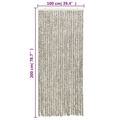 vidaXL Rideau anti-mouches gris clair et gris foncé 100x200cm chenille
