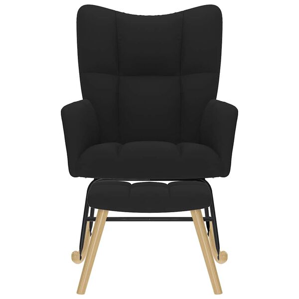 vidaXL Chaise &agrave; bascule avec repose-pied Noir Tissu