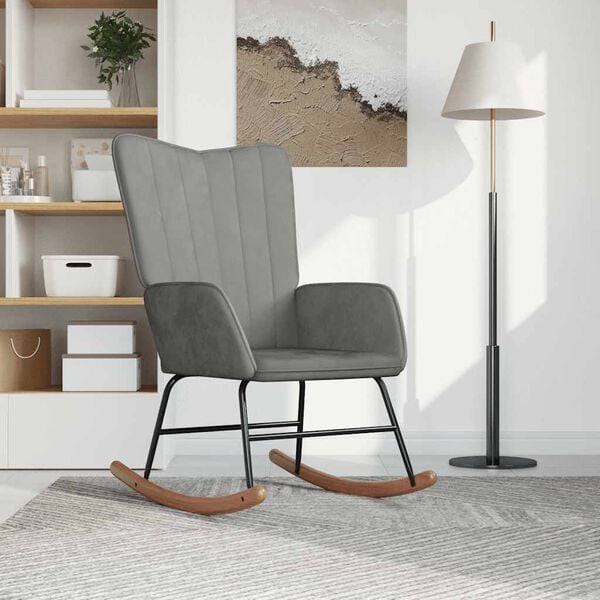 vidaXL Chaise à bascule Gris clair Velours