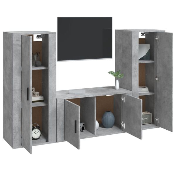 vidaXL Ensemble de meubles TV 3 pcs Gris b&eacute;ton Bois d'ing&eacute;nierie