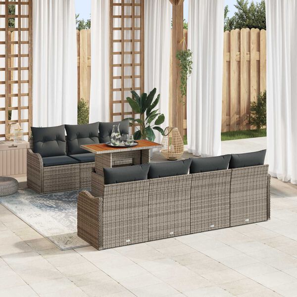 vidaXL Ensemble de canap&eacute; de jardin 8 pcs Gris Poly rotin