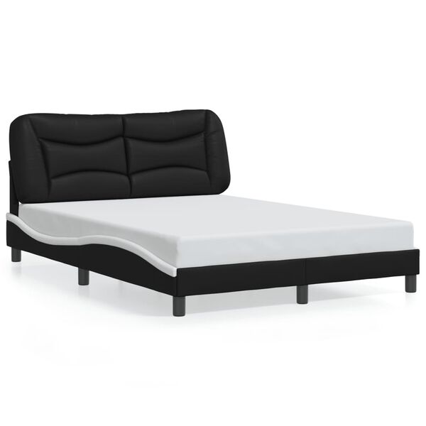 vidaXL Cadre de lit avec LED sans matelas Hvar noir et blanc 140x200 cm