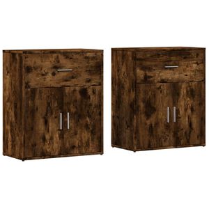 vidaXL Buffets 2 pcs ch&ecirc;ne fum&eacute; 60x31x70 cm bois d'ing&eacute;nierie