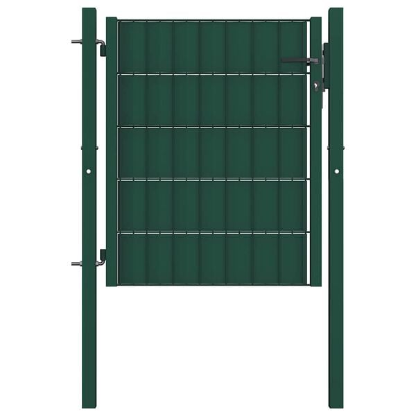 vidaXL Portail de cl&ocirc;ture PVC et acier 100x81 cm Vert