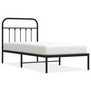 vidaXL Cadre de lit m&eacute;tal sans matelas avec t&ecirc;te de lit noir 90x200 cm