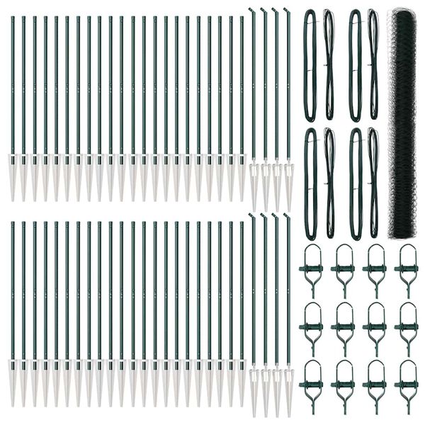 vidaXL Clôture avec poteaux Vert 1.6 x 100 m Acier recouvert de PVC