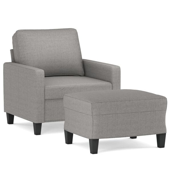 vidaXL Fauteuil avec repose-pied Gris clair 60 cm Tissu