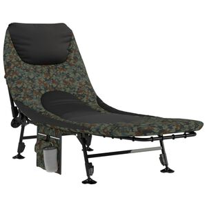 vidaXL Lit de p&ecirc;che avec pieds &agrave; boue r&eacute;glables pliable camouflage