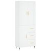 vidaXL Buffet haut Blanc 69,5x34x180 cm Bois d'ing&eacute;nierie