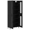 vidaXL Haut Armoire 2 pcs Ch&ecirc;ne noir Bois Agglom&eacute;r&eacute; et Verre