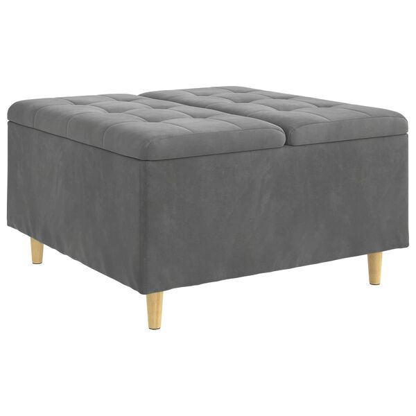 vidaXL Pouf de rangement Gris fonc&eacute; 80 x 80 x 45 cm Velours