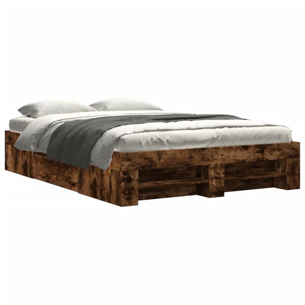 vidaXL Cadre de lit sans matelas ch&ecirc;ne fum&eacute; 120x200 cm bois ing&eacute;nierie
