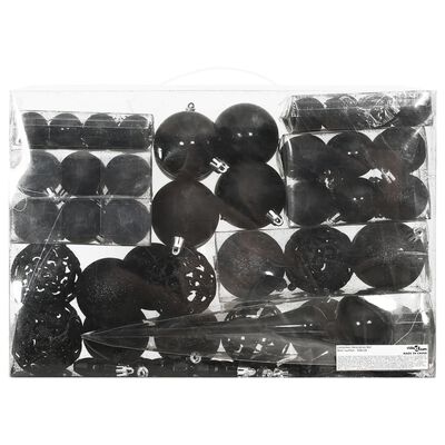 vidaXL Ensemble de boules de Noël 111 pièces noir polystyrène
