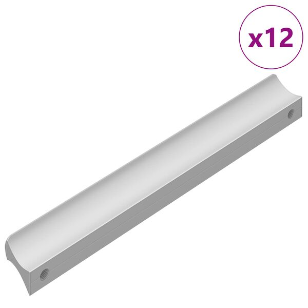 vidaXL Poign&eacute;e Uni 12 pcs Argent&eacute; 105.7 x 7.4 x 15.5 mm Aluminium