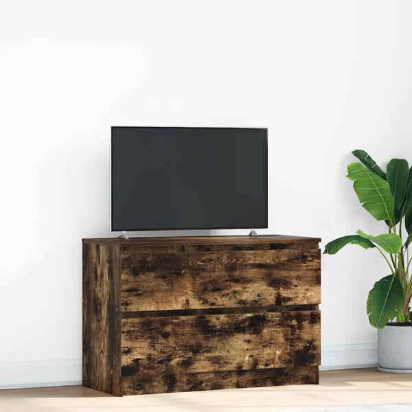 vidaXL Meuble TV ch&ecirc;ne fum&eacute; 80x35x54 cm bois d'ing&eacute;nierie