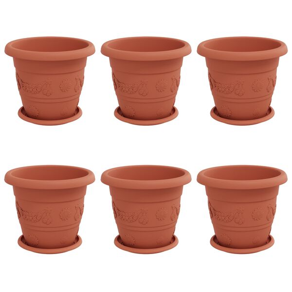 vidaXL Pots de plantes 6 pcs Rouge brique &Oslash; 26 x 21.5 cm Plastique