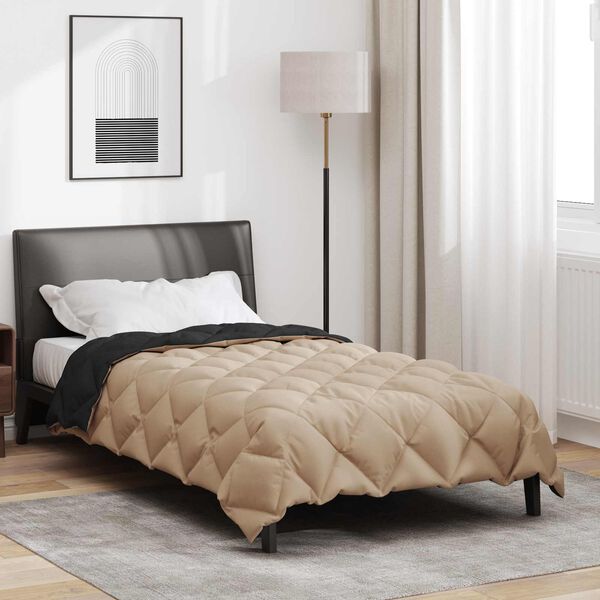 vidaXL Duvet d'hiver Noir et Taupe 200 x 155 cm Microfibre