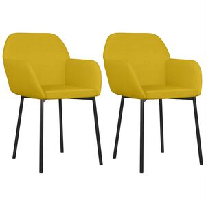 vidaXL Chaises &agrave; manger lot de 2 Jaune Velours