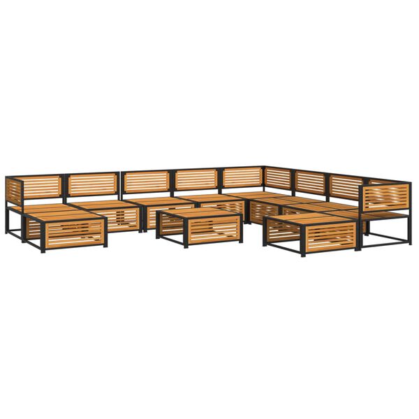 vidaXL Salon de jardin avec coussins 11 pcs bois massif d'acacia