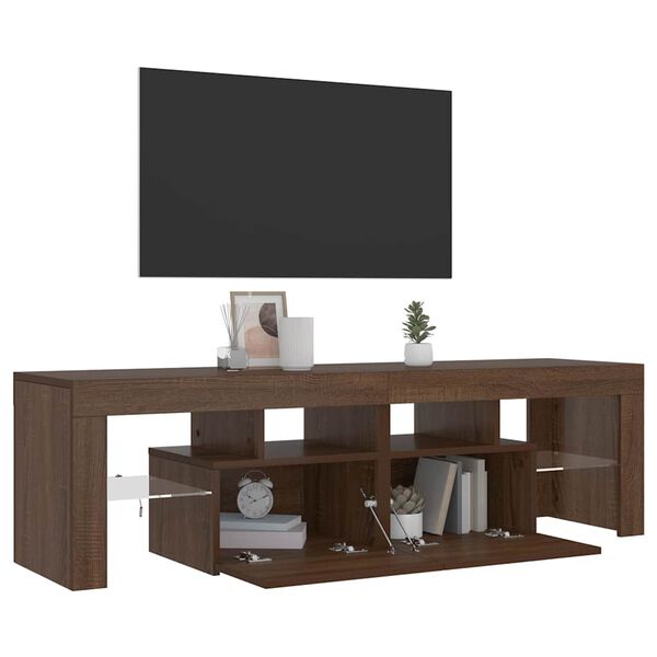 vidaXL Meuble TV avec lumi&egrave;res LED Ch&ecirc;ne marron 140x36,5x40 cm