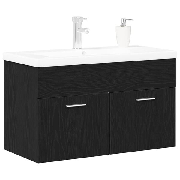 vidaXL Cabinet de salle de bain Ch&ecirc;ne noir 90 x 38,5 x 46 cm