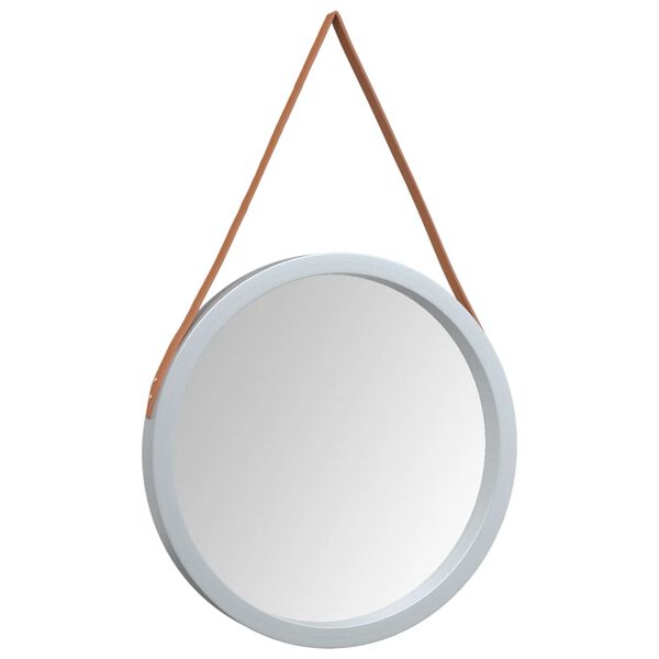 vidaXL Miroir mural avec sangle Argent&eacute; &Oslash; 55 cm