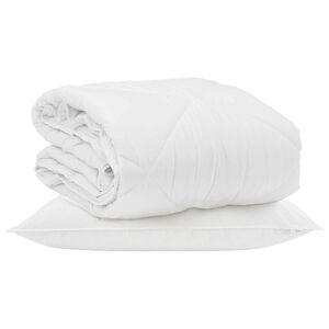 vidaXL Duvet d'&eacute;t&eacute; simple avec oreiller 2 pi&egrave;ces Blanc Microfibre