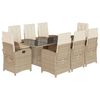 vidaXL Ensemble &agrave; manger de jardin et coussins 9 pcs beige Poly rotin