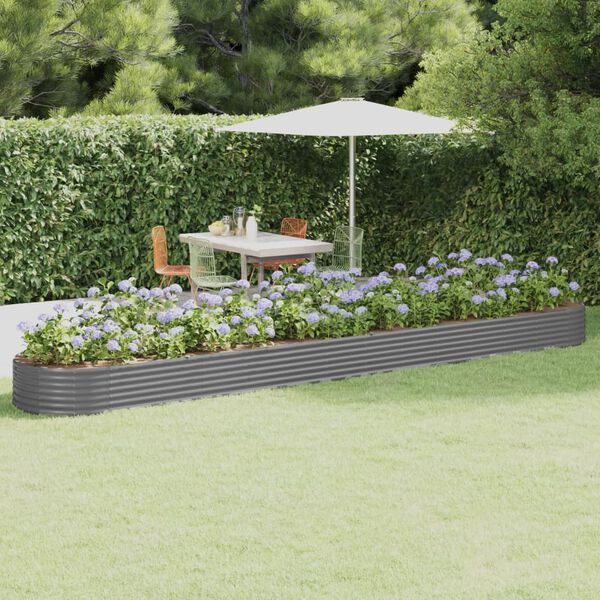 vidaXL Lit sur&eacute;lev&eacute; de jardin Acier galvanis&eacute; 544x100x36cm gris