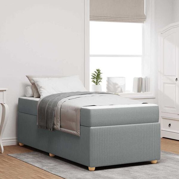 vidaXL Cadre de lit avec matelas Gris clair 90 x 190 cm tissu